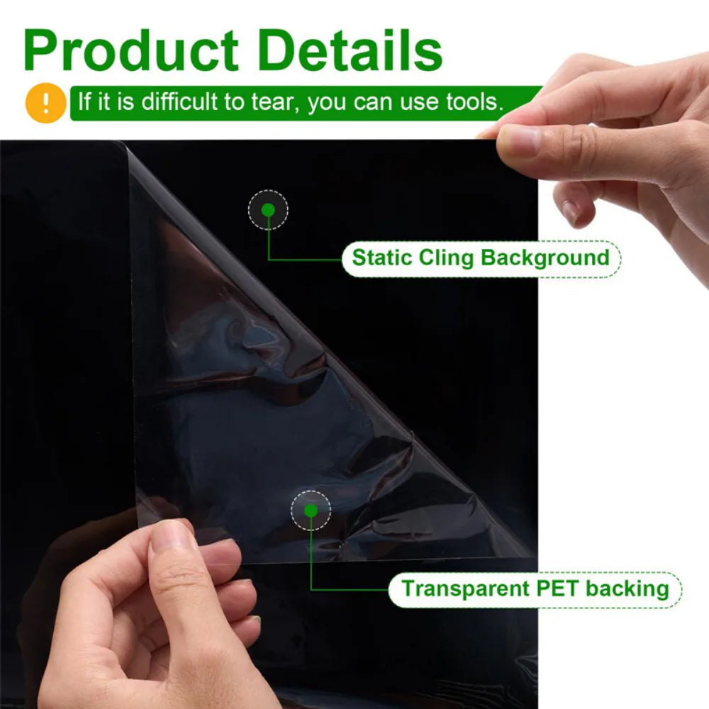 Static Cling Aquarium Background Film, 200 x 40cm – Black Fish Tank Backdrop Sticker, DIY Cut to Fit