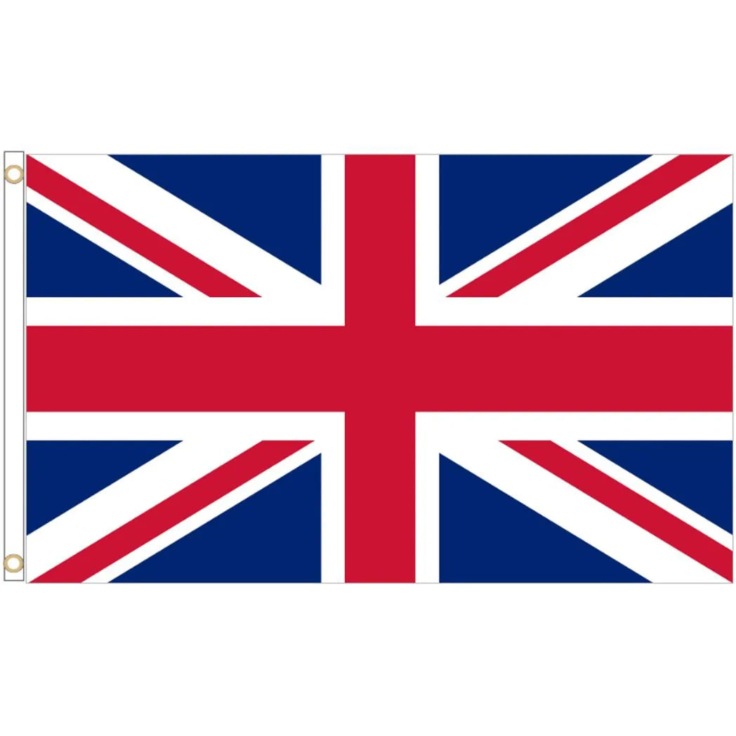 Union Jack UK Flag, 90 x 150 cm (3 x 5 ft), Pack of 2, with Brass Grommets