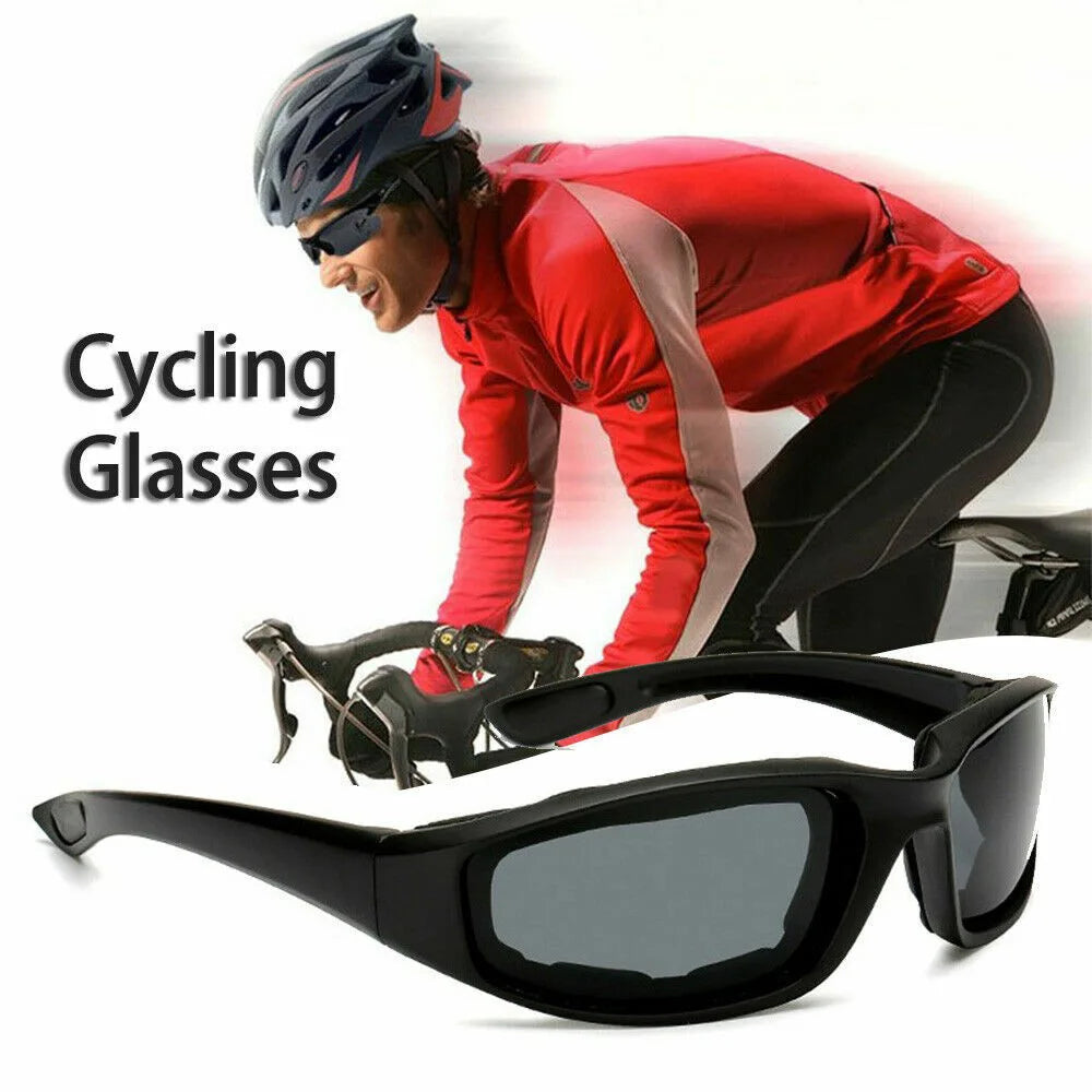 3 Pack Motorcycle Riding Glasses – Padded, Wind Resistant, UV400 Polycarbonate Lenses, Grey, Clear and Yellow