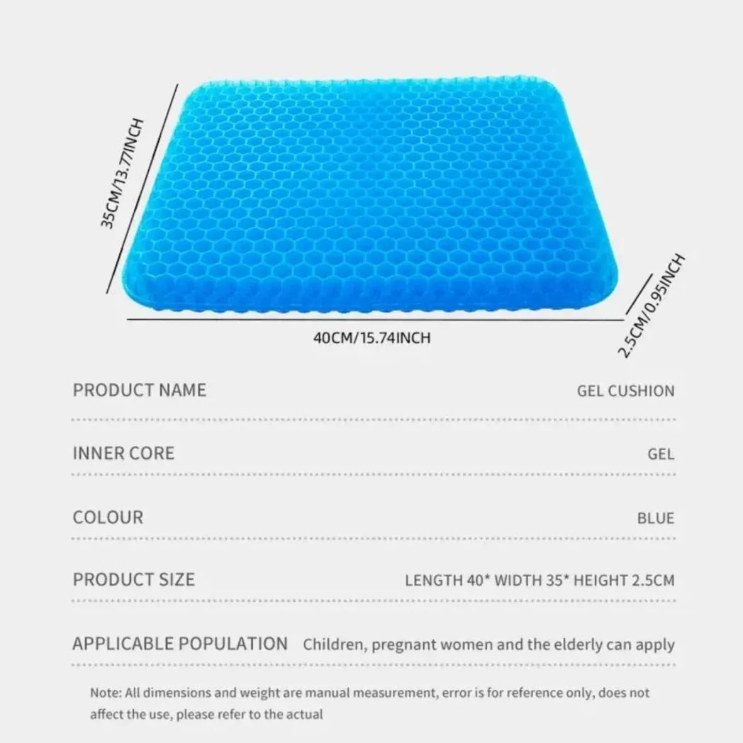 Honeycomb Breathable Gel Seat Cushion Cooling Double Thick Egg Sitting Pad