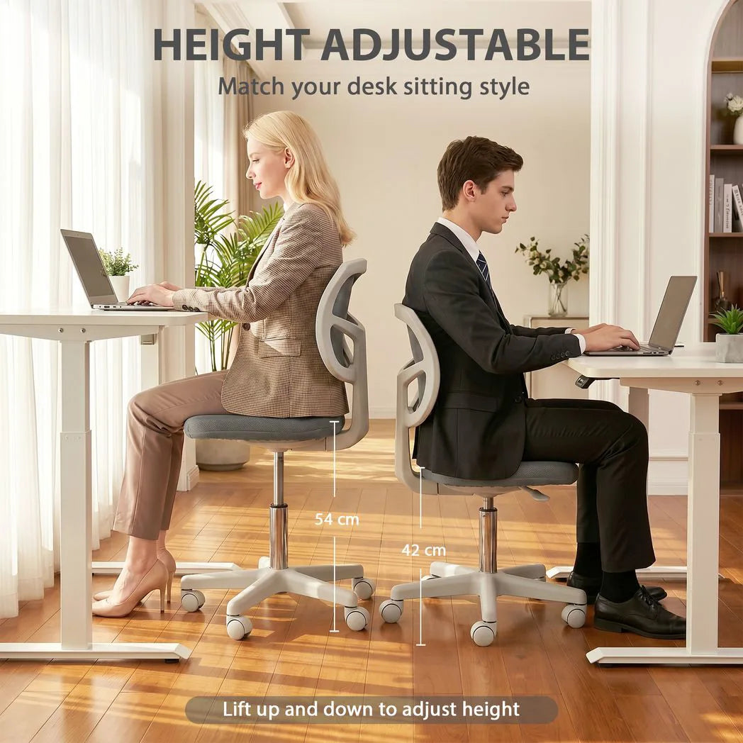 Vinsetto Small Armless Office Chair with Curved Back – Ergonomic Swivel Mesh Desk Chair, Dark Grey