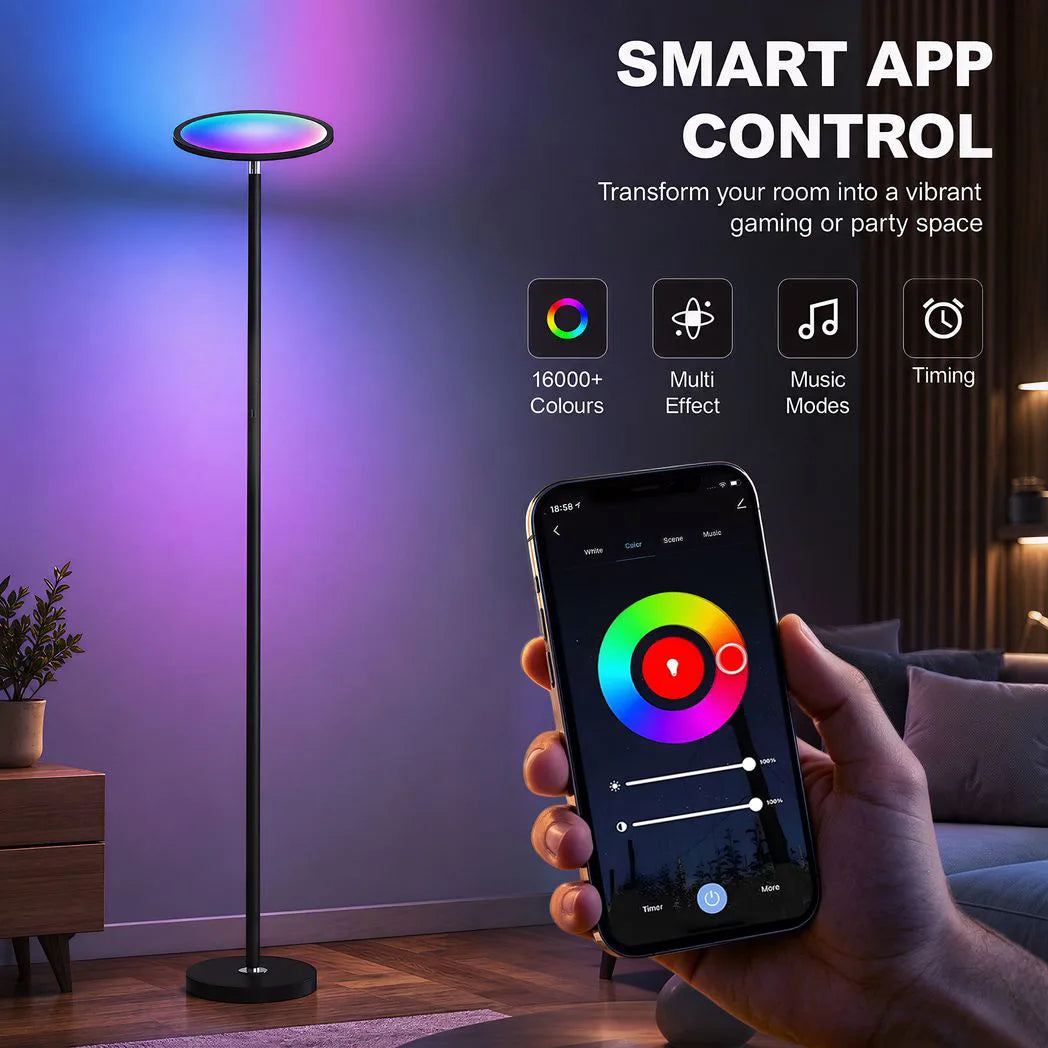 HOMCOM Uplighter Floor Lamp with Tuya App and Music Sync