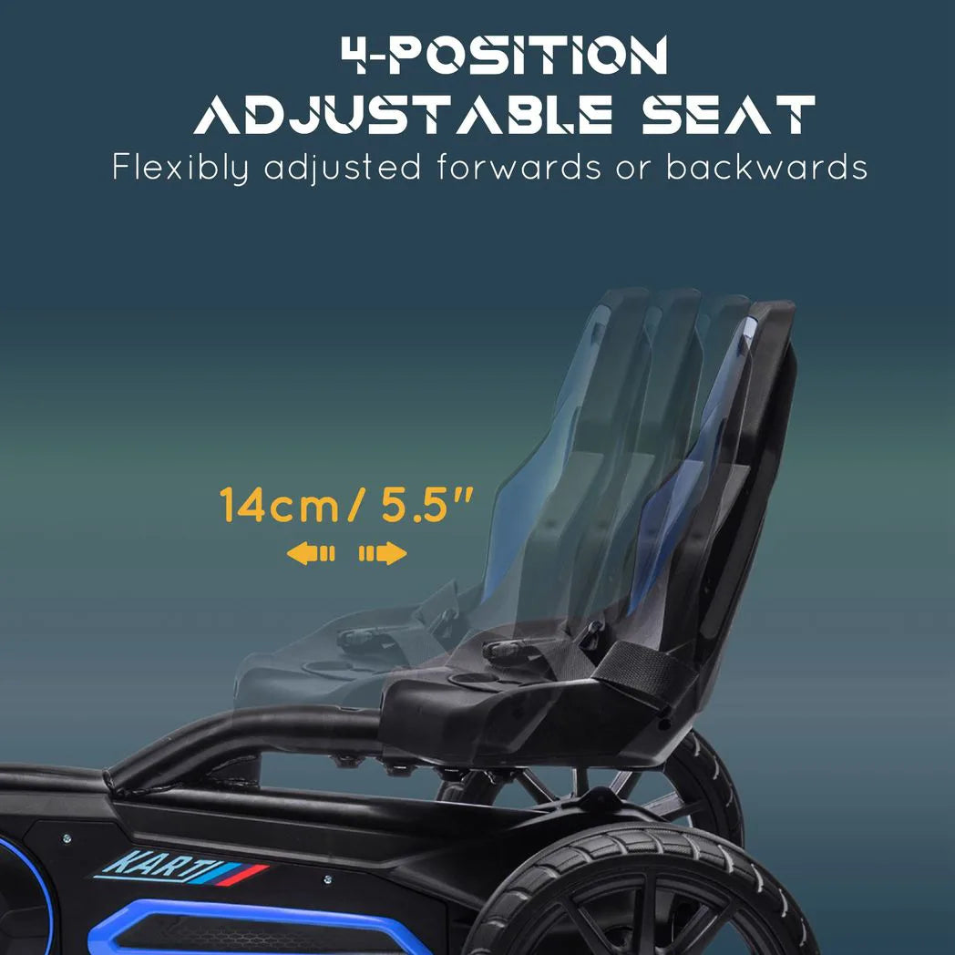 HOMCOM Kids Pedal Go Kart with Adjustable Seat, EVA Wheels and Handbrake – Ride On for Ages 3-8, Blue