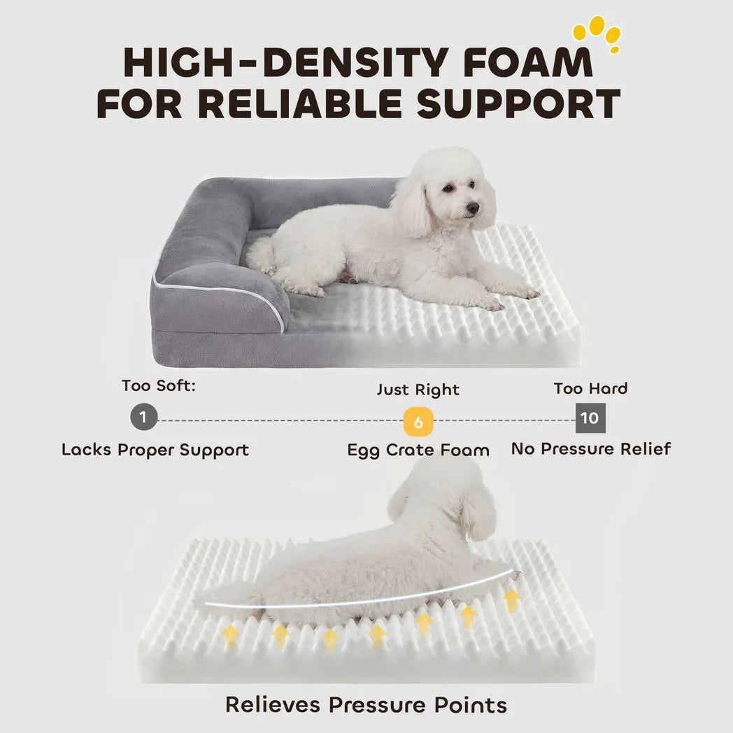 PawHut Orthopaedic Dog Sofa Bed with Cooling Gel Memory Foam & Washable Cover – Grey, Small