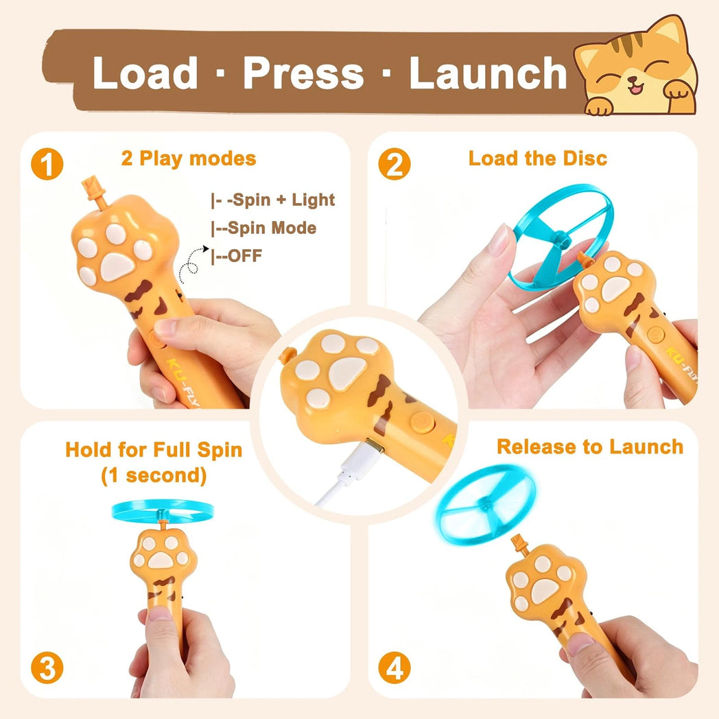 Rechargeable Cat Disc Launcher Interactive Cat Fetch Launcher with 10 Flying Cat Pet Toys (US Logistics For USPS/DHL/Fedex/UPS. No designated logistics accepted,TK/TMEU only For self-pickup)