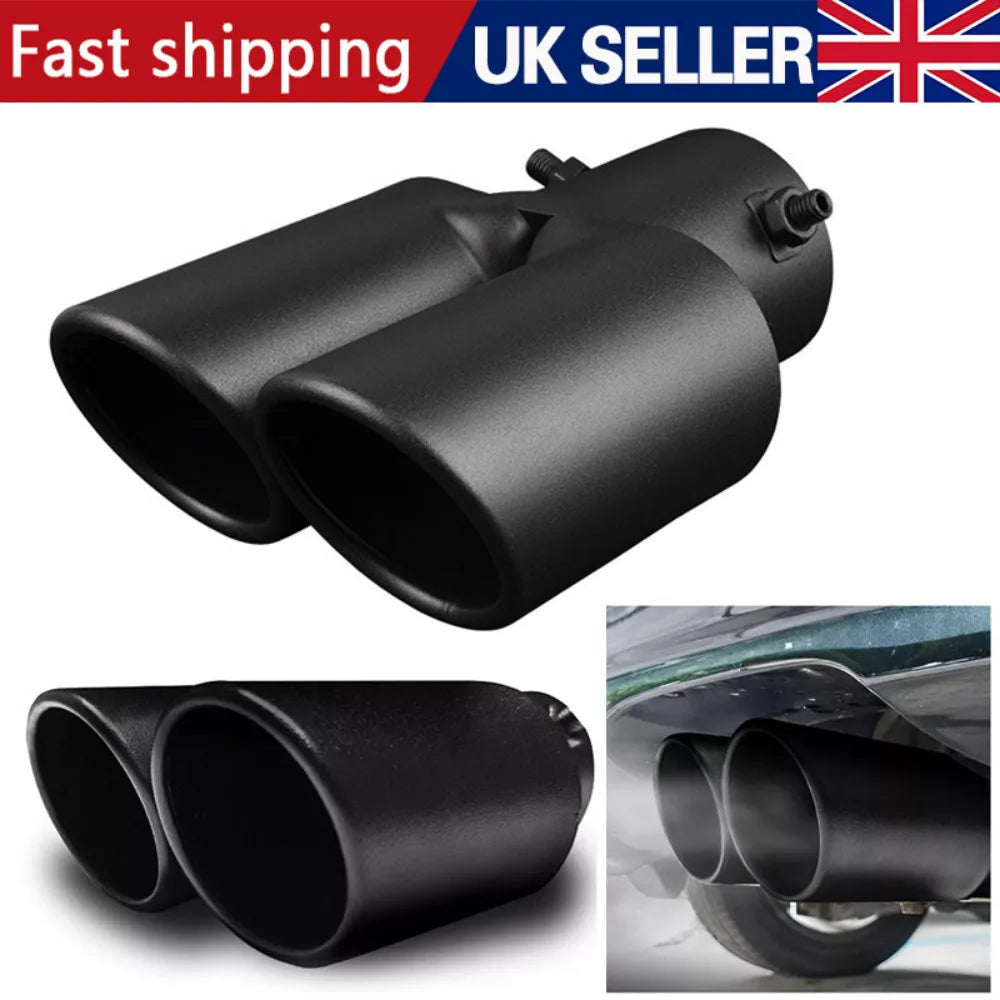 Dual Outlet Stainless Steel Exhaust Tip – Double Wall Straight Cut Tail Muffler Tip for 1.5–2.4 Inch Pipes