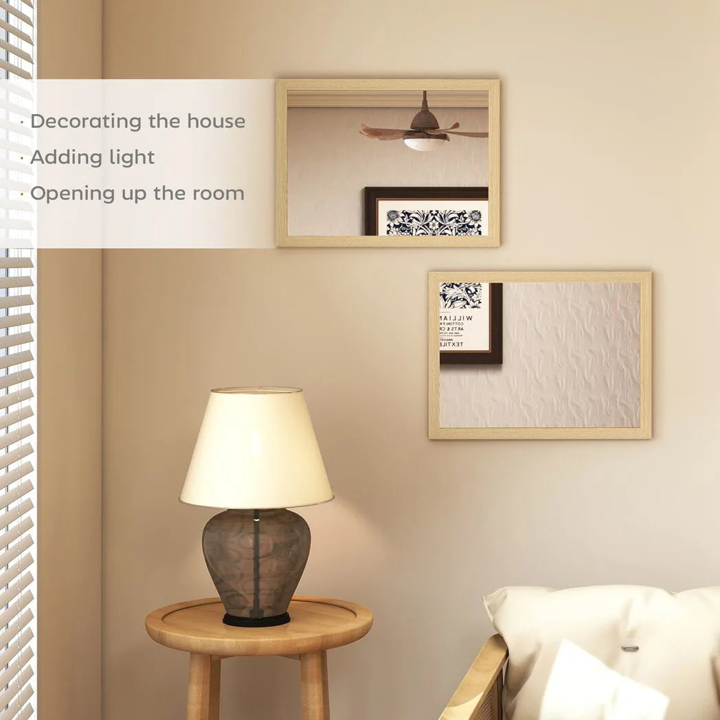HOMCOM Wall Bathroom Mirror, 30 x 40 cm Wall-Mounted Mirror for Living Room, Bedroom, Hallway, Set of 2