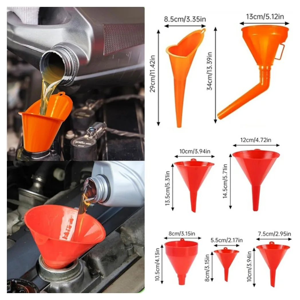 10 Piece Fuel & Oil Funnel Set – Flexible Spouts, Filters & Manual Transfer Pump