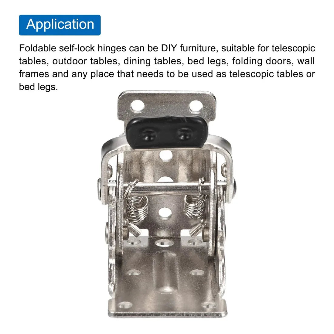 4 x Folding Table & Chair Leg Hinges – 90 Degree Self-Locking Cold-Rolled Steel Support Brackets, Silver