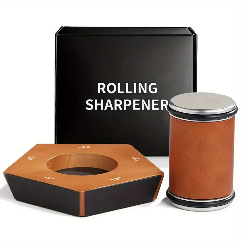 Diamond Rolling Knife Sharpener with 5 Adjustable Angles & Magnetic Base – Manual Kitchen Blade Hone Tool