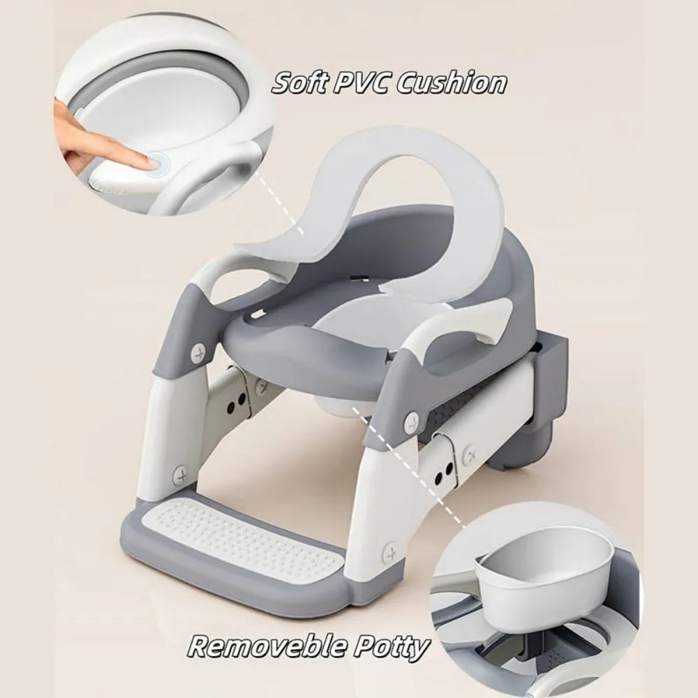 2-in-1 Toddler Potty Training Toilet Seat with Step Ladder – Foldable, Adjustable, Non-Slip