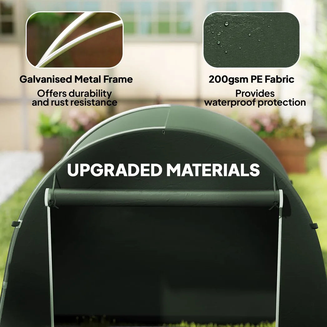 Outsunny 8 x 4 ft Garden Storage Tent, Waterproof Bike Shelter with Roll-Up Zip Door, Green