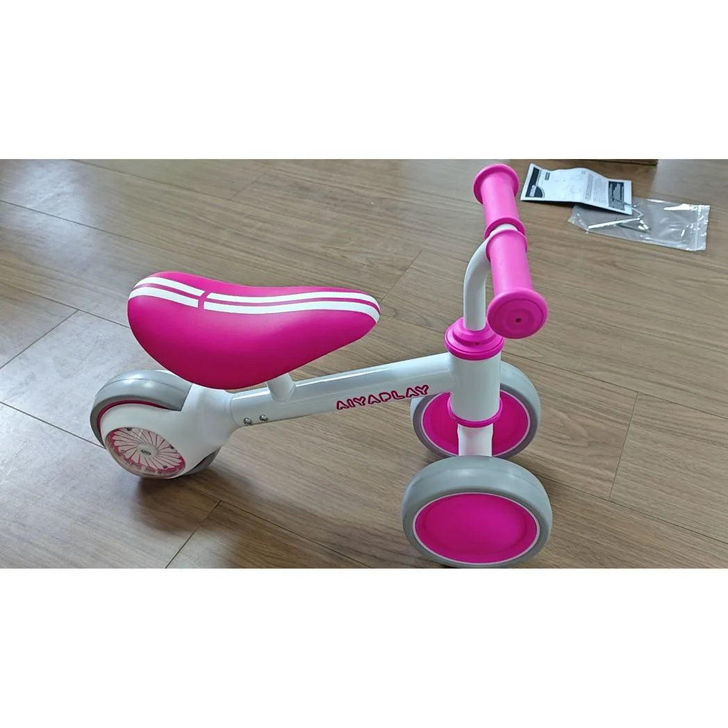 AIYAPLAY Balance Bike for Toddlers 1–2 Years with Adjustable Seat and Light-up Rear Wheels – Boys and Girls, Pink