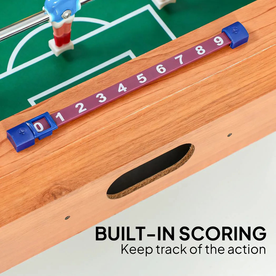 SPORTNOW 20in Table-Top Football Table with Steel Rods – Compact Foosball Game for Kids & Adults, Wood Finish
