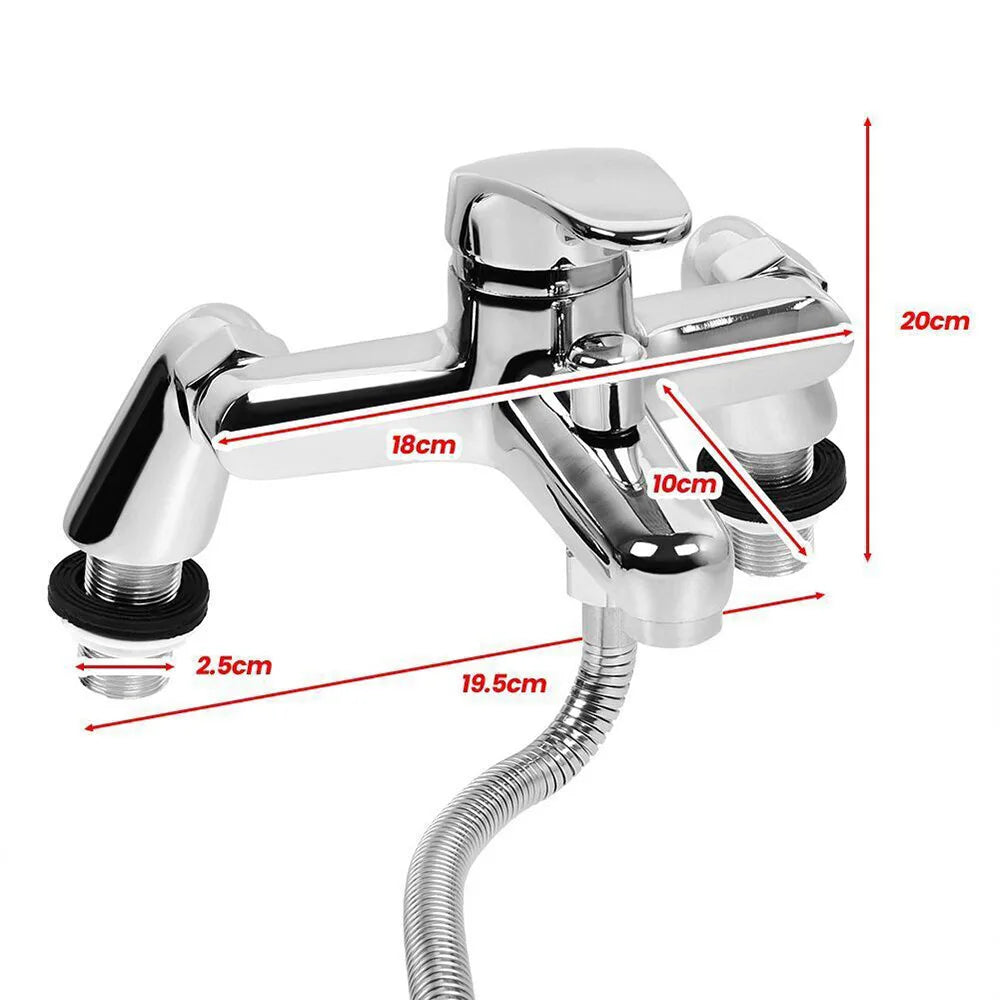 Chrome Bath Shower Mixer Tap with Handheld Shower Set, Ceramic Discs – Deck Mounted Bath Filler