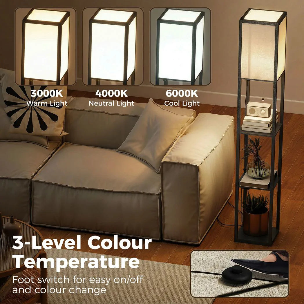HOMCOM 3-Tier Column Shelf Floor Lamp