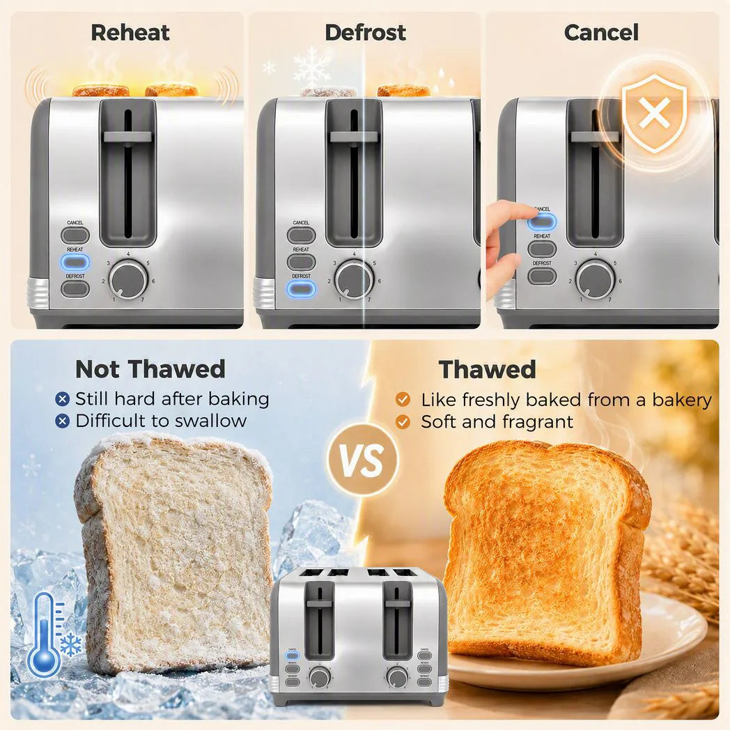 HOMCOM 1.7L 3000W Stainless Steel Kettle and 4-Slice Toaster Set with 7 Browning Levels – Cordless Fast Boil, Grey