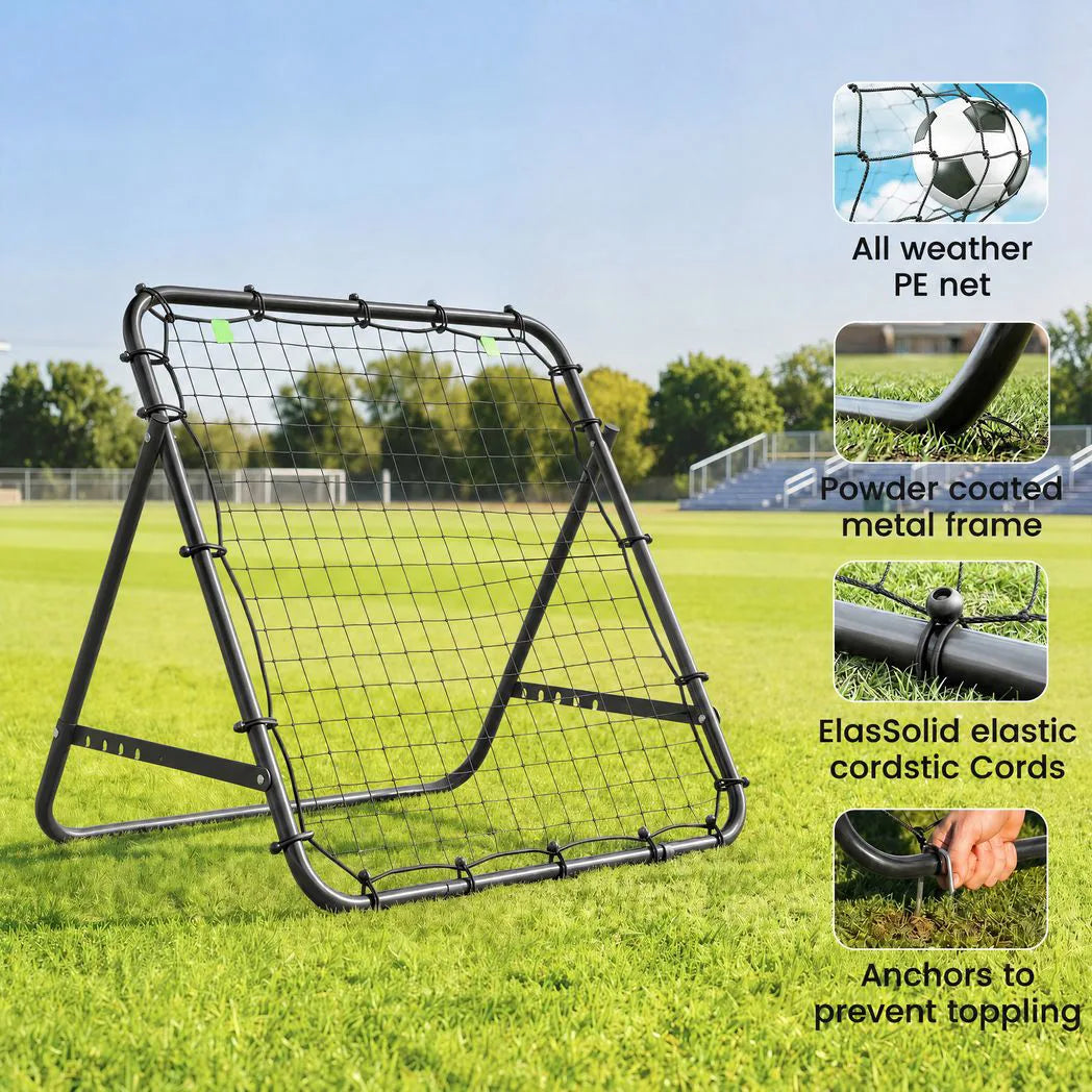 HOMCOM Adjustable Football Rebounder Net – Steel Frame Kickback Target Goal for Teens and Adults, Black