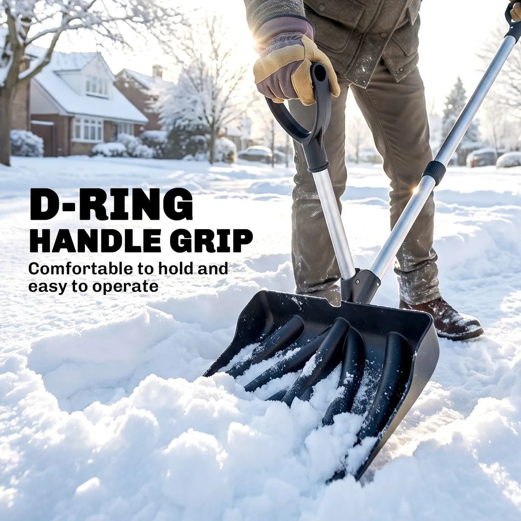 Outsunny Heavy-Duty Snow Shovel with Assist Handle, 45cm Wide Blade & Detachable Aluminium Handle – Snow Pusher