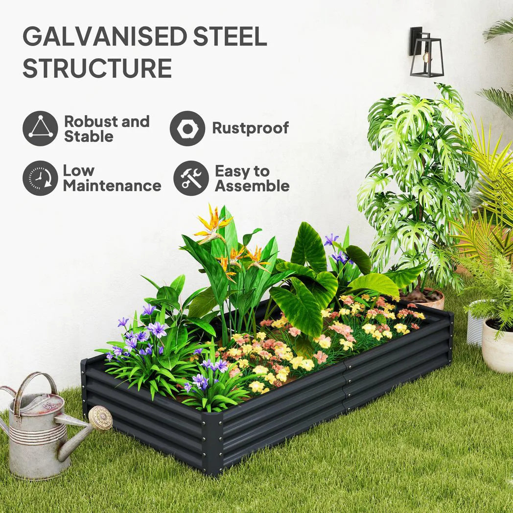 Outsunny 180 x 90cm Galvanised Steel Raised Planter
