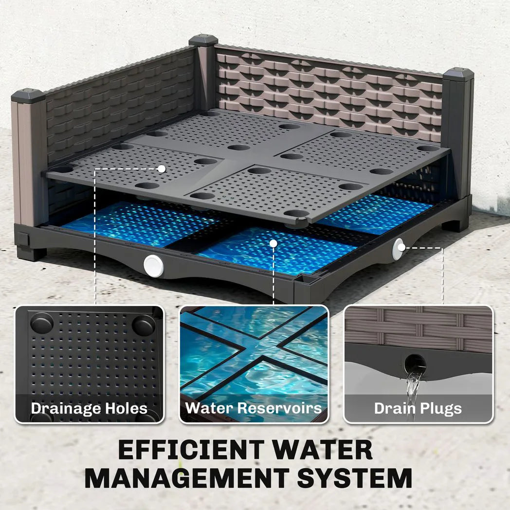 Outsunny Self-Watering Raised Garden Bed with Trellis, Plastic Planter Box with Drainage Plugs, 40 x 40 x 179cm