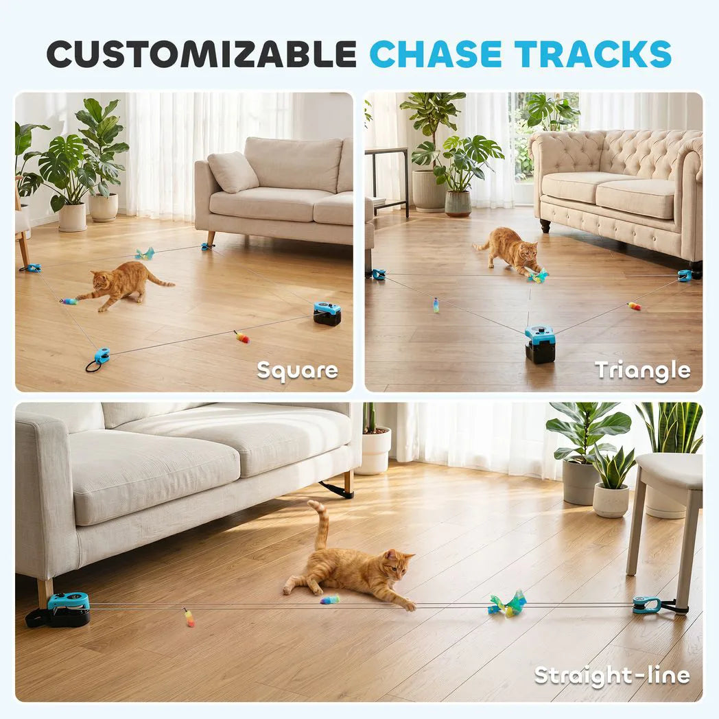PawHut Interactive Cat Toy for Indoor Cats with Remote Control, Adjustable Speed, DIY Track and Mouse Sound