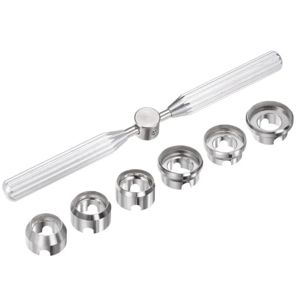 Watch Case Back Opener Tool Set with Wrench & 6 Grooved Rings, 18.5-29.5mm – Watch Repair Kit for Rolex, Tudor