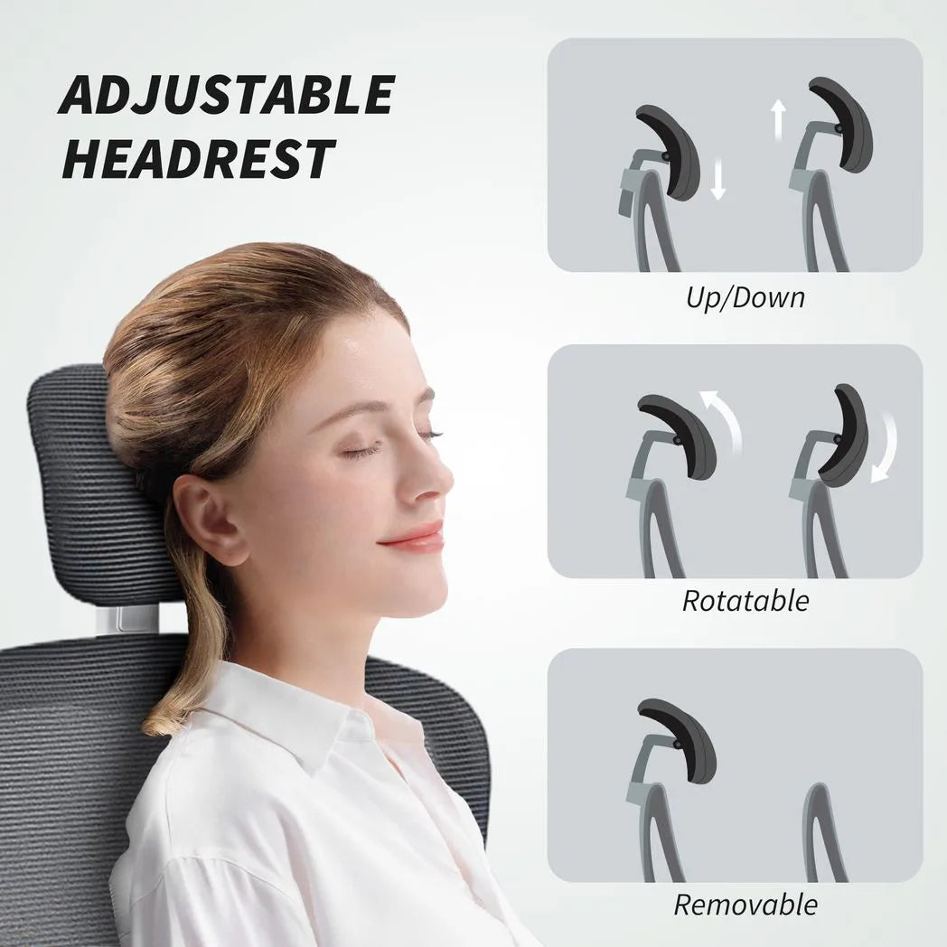 HOMCOM Mesh Back Office Chair with Lumbar Support, Removable Headrest and Flip-Up Armrests – Charcoal Grey