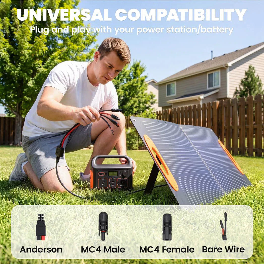 HOMCOM 100W Foldable Solar Panel with USB-A & USB-C Fast Charging – IP67 Portable Solar Charger for Camping & Hiking