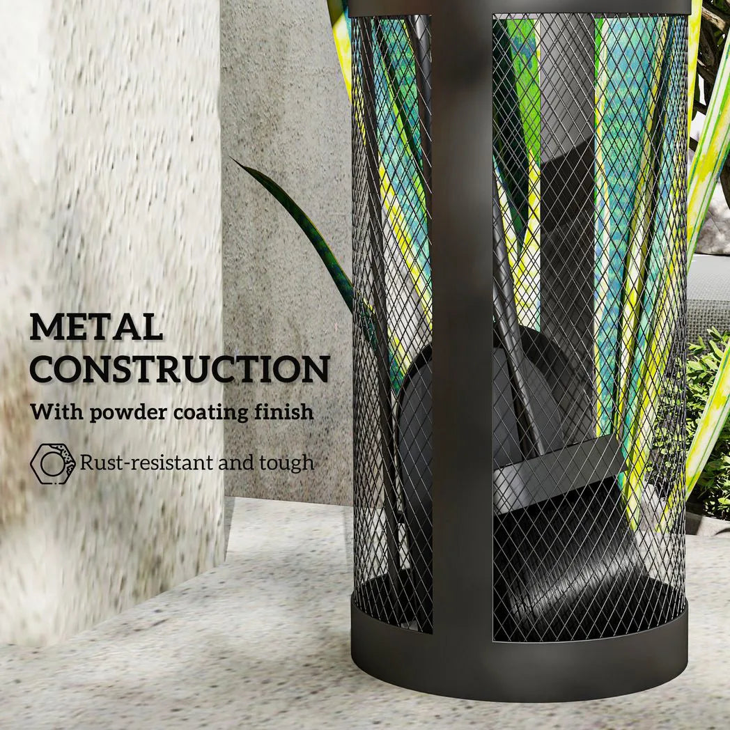 Outsunny 5-Piece Fireplace Tools Set with Mesh Basket – Indoor Outdoor Fireside Accessories, Black