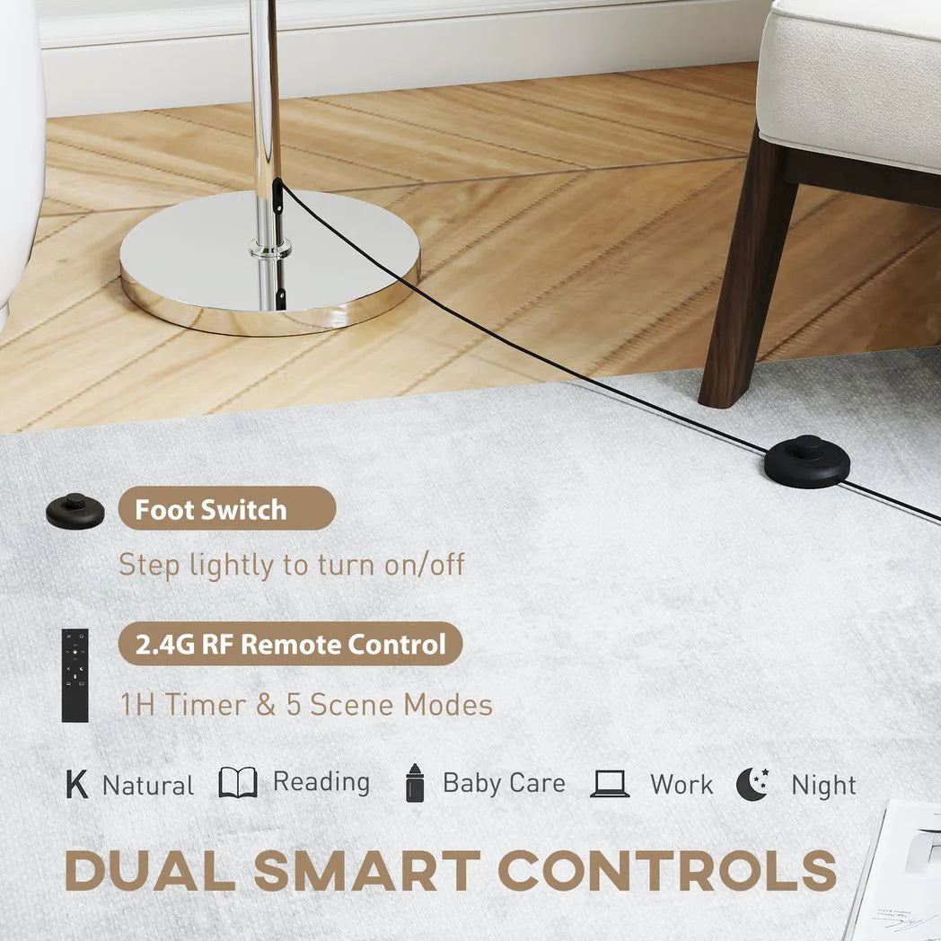 HOMCOM Floor Lamp with Remote, Height Adjustable Standing Lamp with Linen Shade