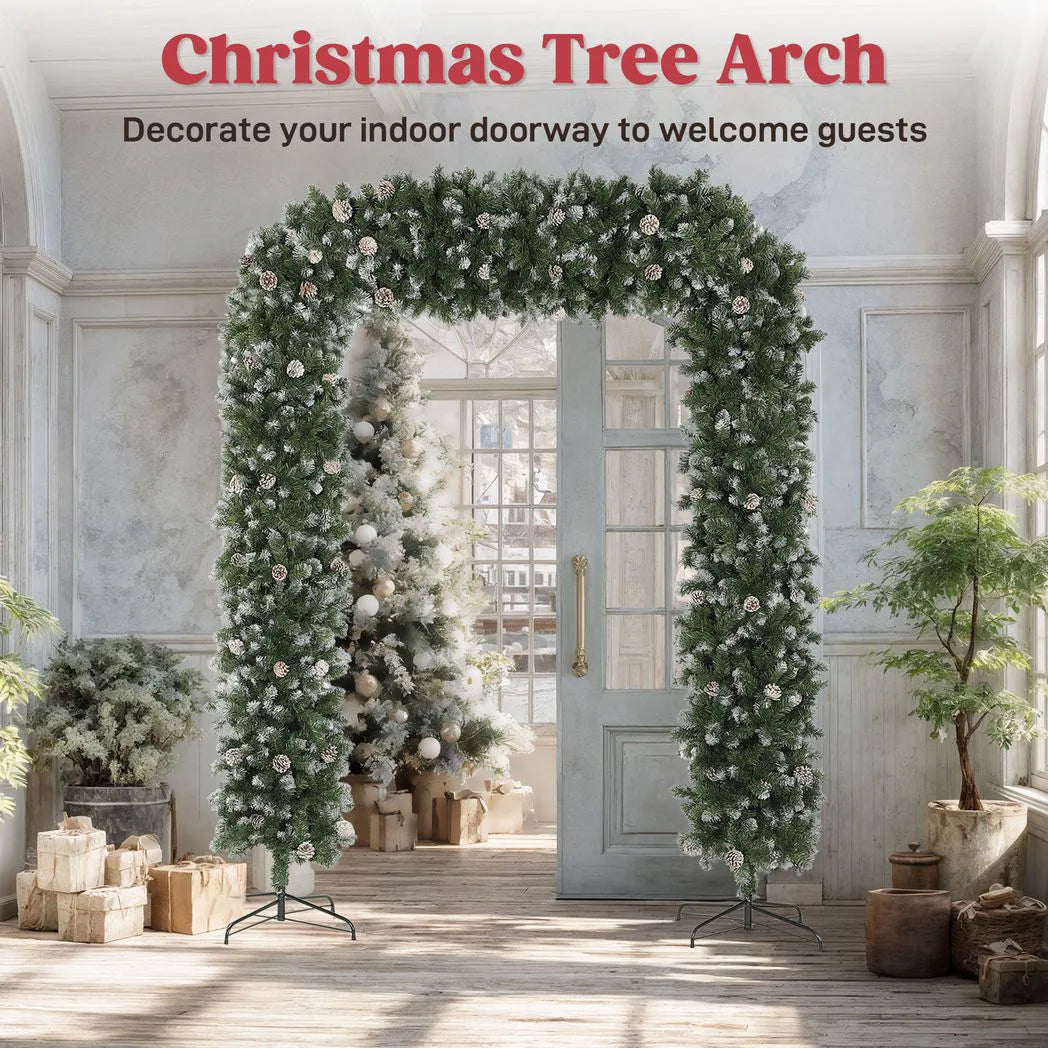 HOMCOM 8.2 ft Snow Frosted Christmas Tree Arch