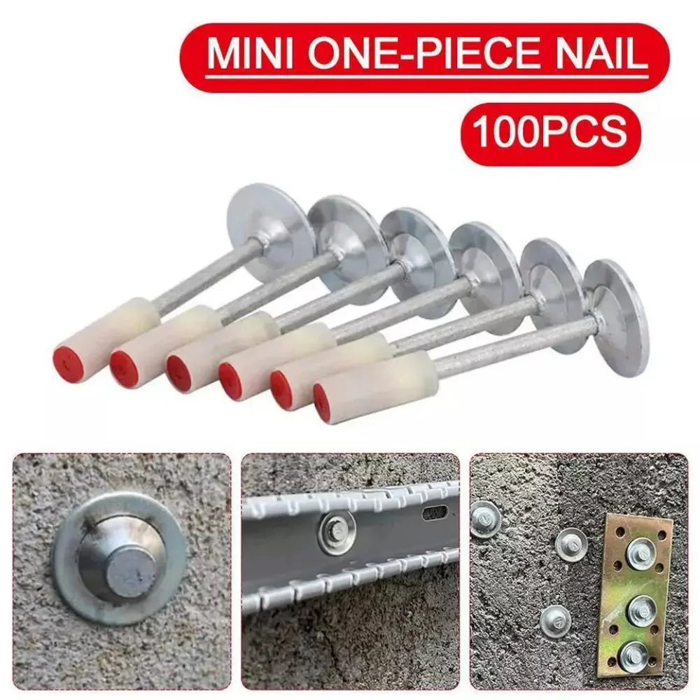 100 Pack Heavy Duty Steel Concrete Nails – Mini Round Wall Nails for Ceilings, Conduit, Pipes & DIY Fixing