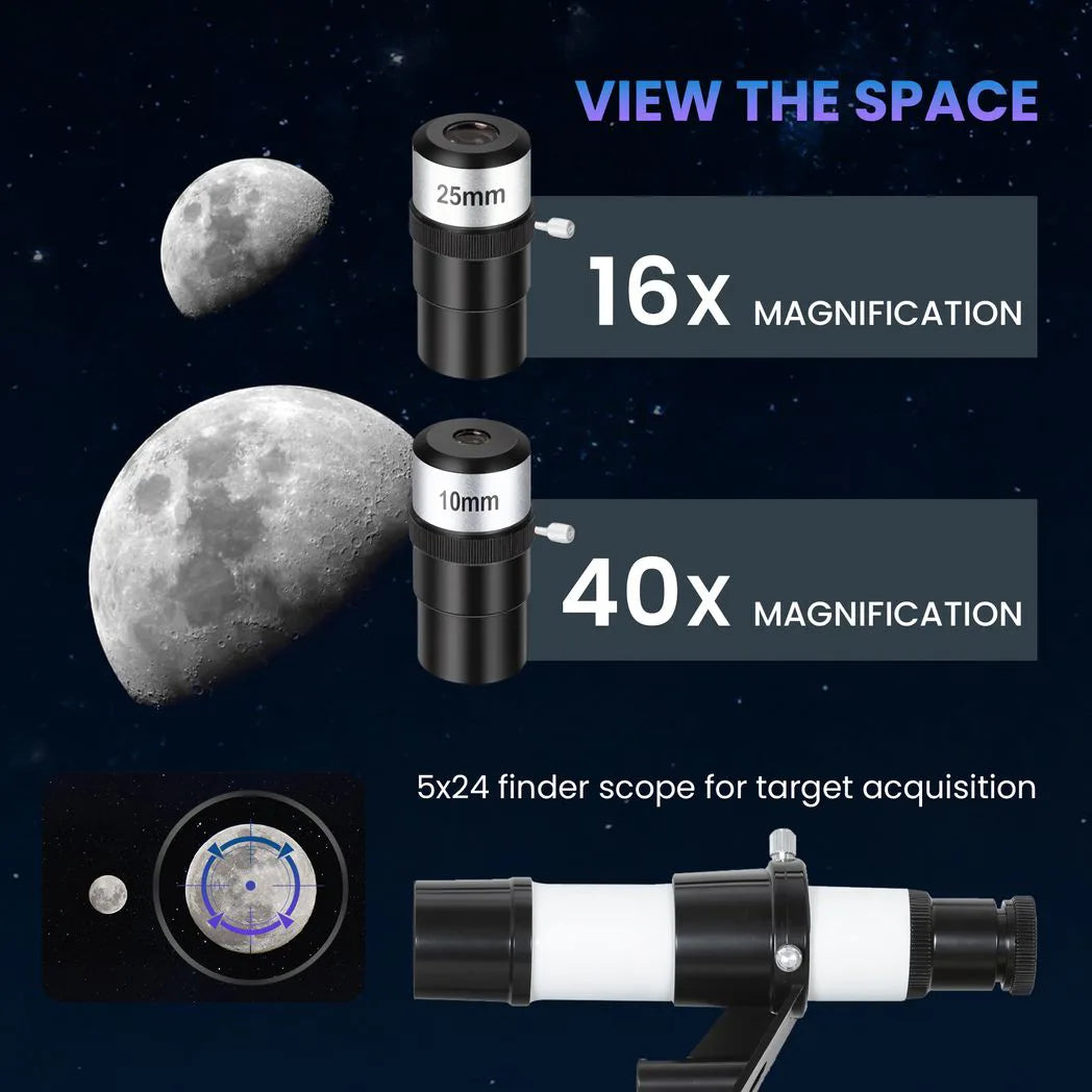 Outsunny Astronomy Telescope with 70 mm Aperture, Adjustable Tripod & Carry Bag – Beginner Stargazing, White