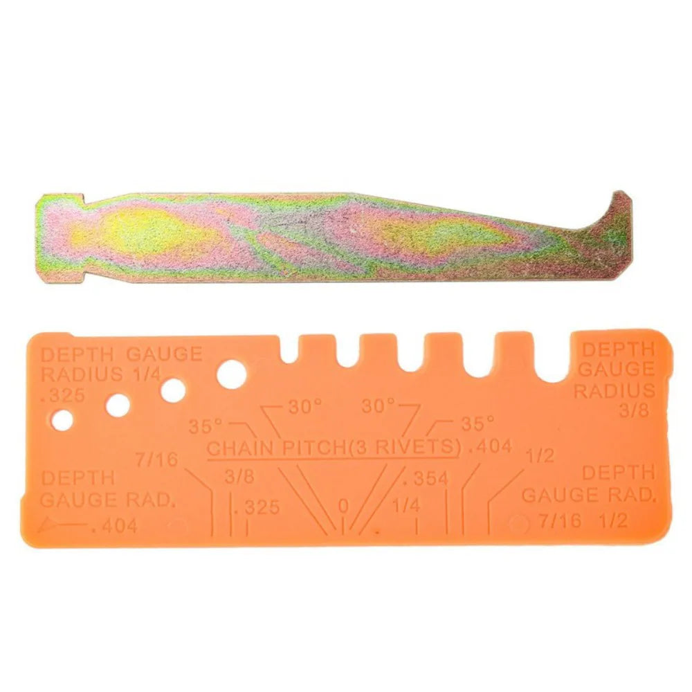11-Piece Chainsaw Sharpening File Kit with File Guide and Depth Gauge – Round Files for Stihl Chains, Silver