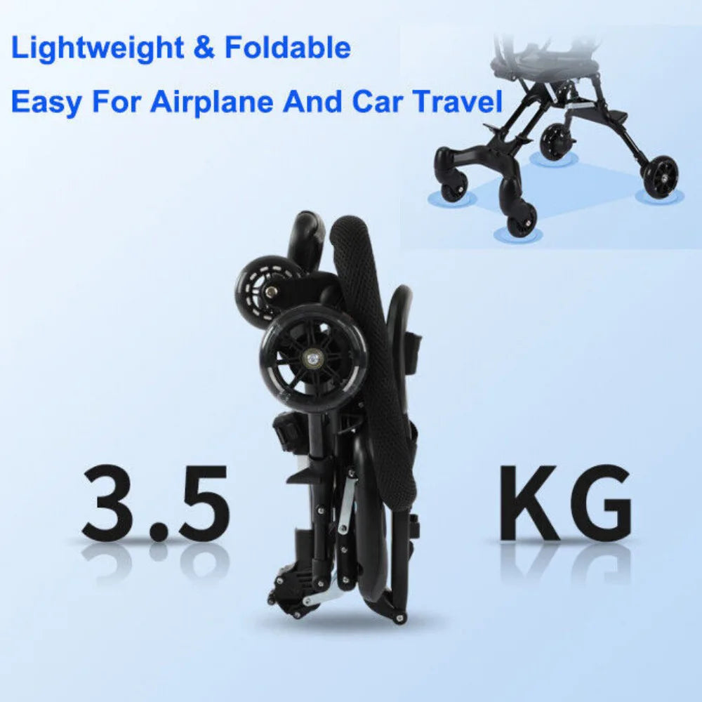 Lightweight Foldable Baby Stroller with Two-Way Seat, Canopy & Double Brakes – Travel Pushchair, Black