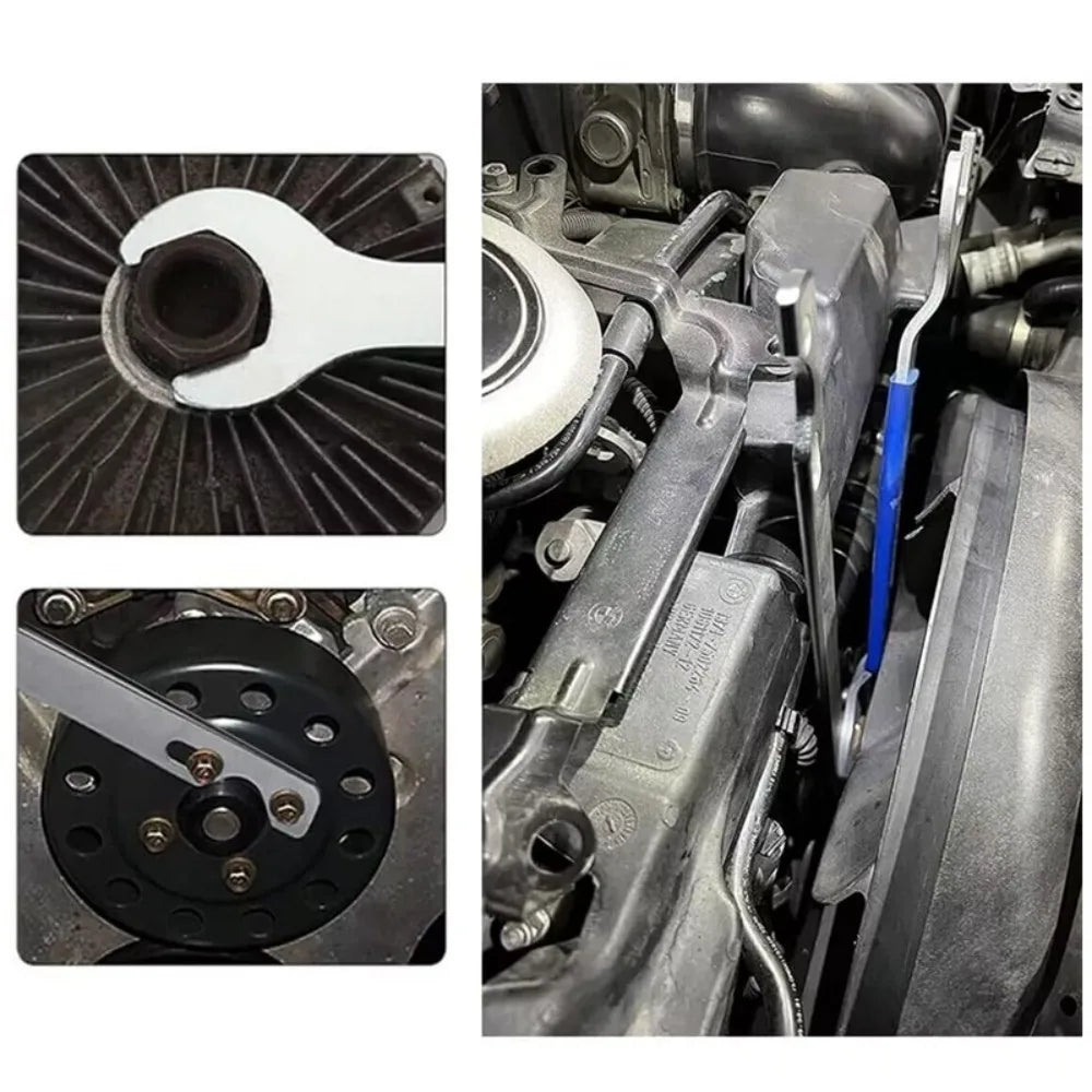 Fan Clutch Wrench Set, 32mm & 36mm with Pulley Holding Tool – Fan Clutch Removal Kit for BMW, Ford & GM