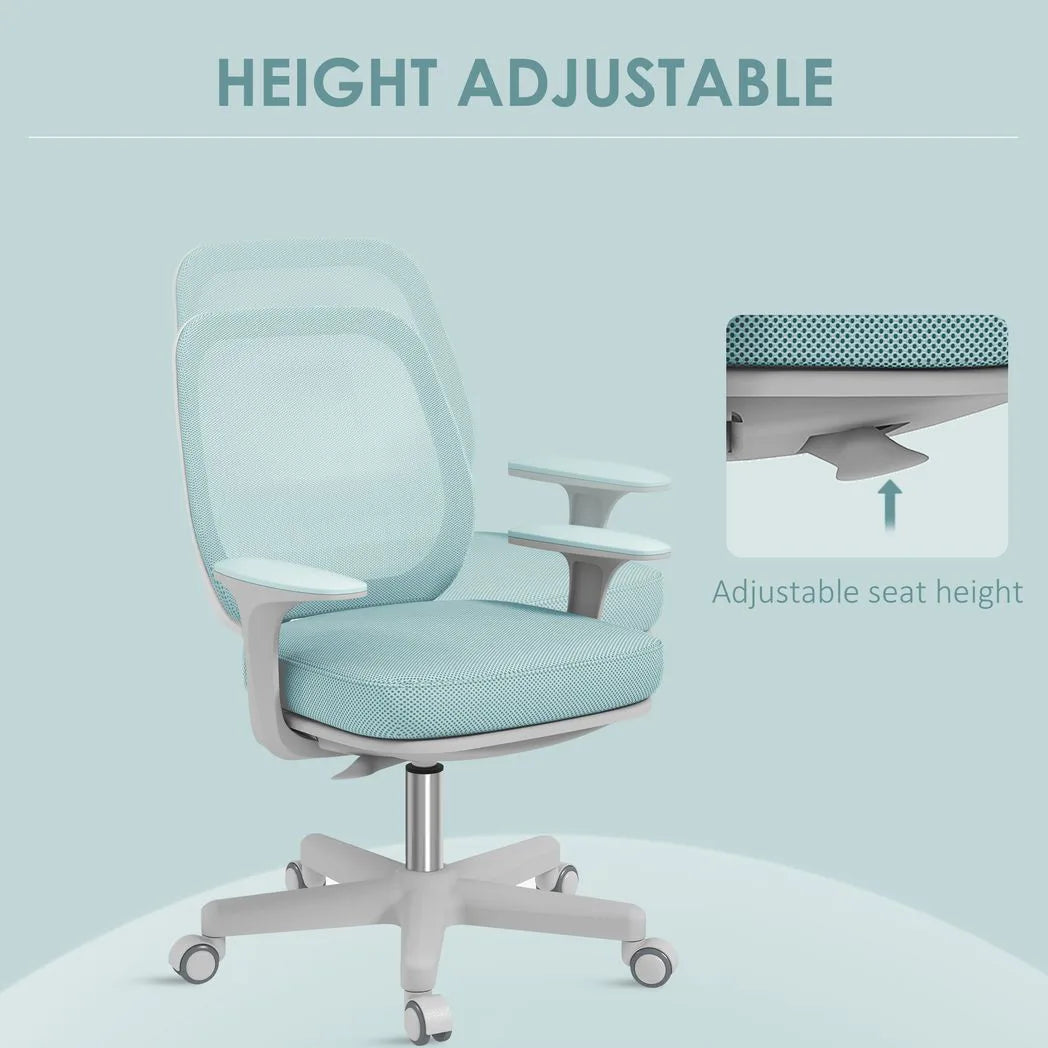 Vinsetto Mesh Back Office Chair with 44–56cm Adjustable Height, Swivel Seat & Castors – Light Green