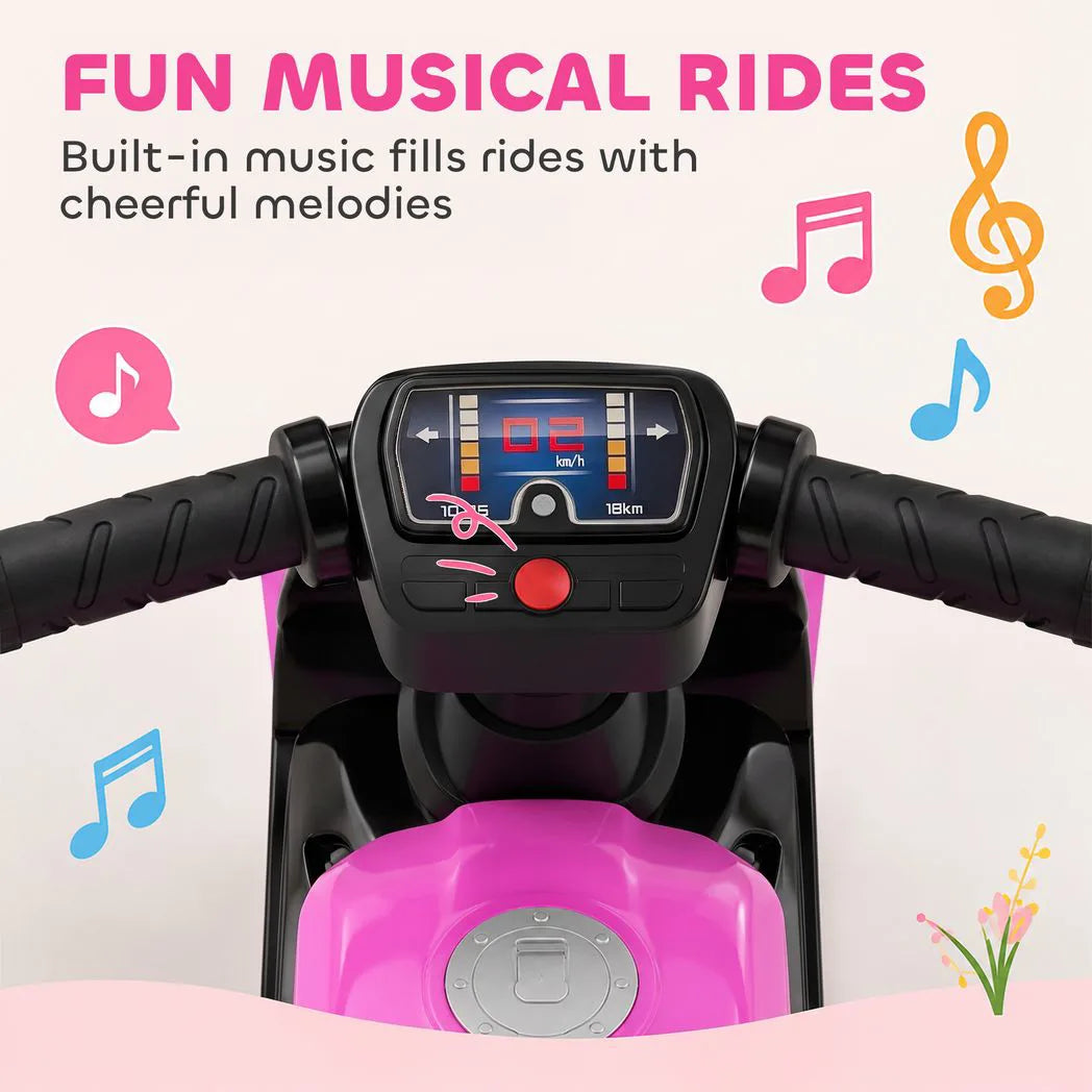 AIYAPLAY Toddler Balance Bike with Music, Extra-Wide PP Tyres & Motorbike Design – Boys and Girls Ride-On, Pink