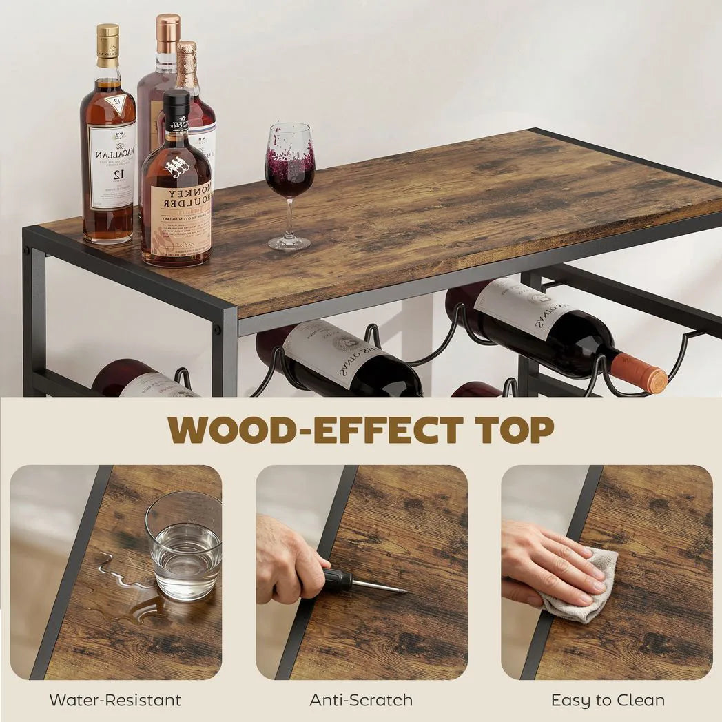 HOMCOM 6 Tier Free Standing Wine Rack for 30 Bottles with Wood-Effect Top, Rustic Brown