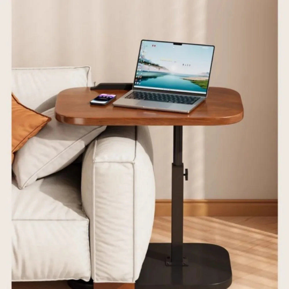 C-Shaped Height-Adjustable Sofa Side Table with Tilting Tabletop – Laptop and Coffee End Table for Living Room