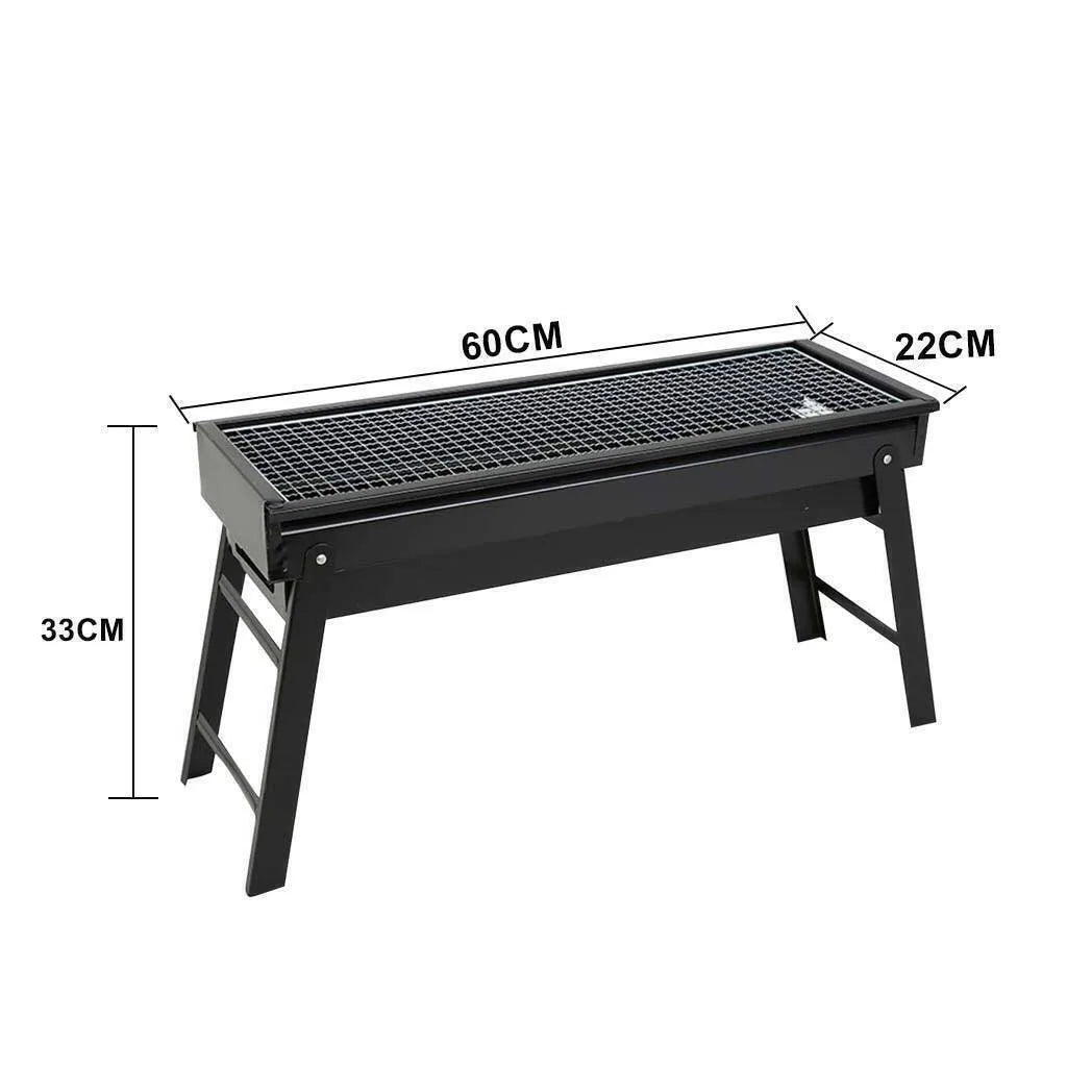 Large Portable Folding Charcoal BBQ Grill – Tabletop Barbecue for Camping, Picnics and Garden Parties, Black