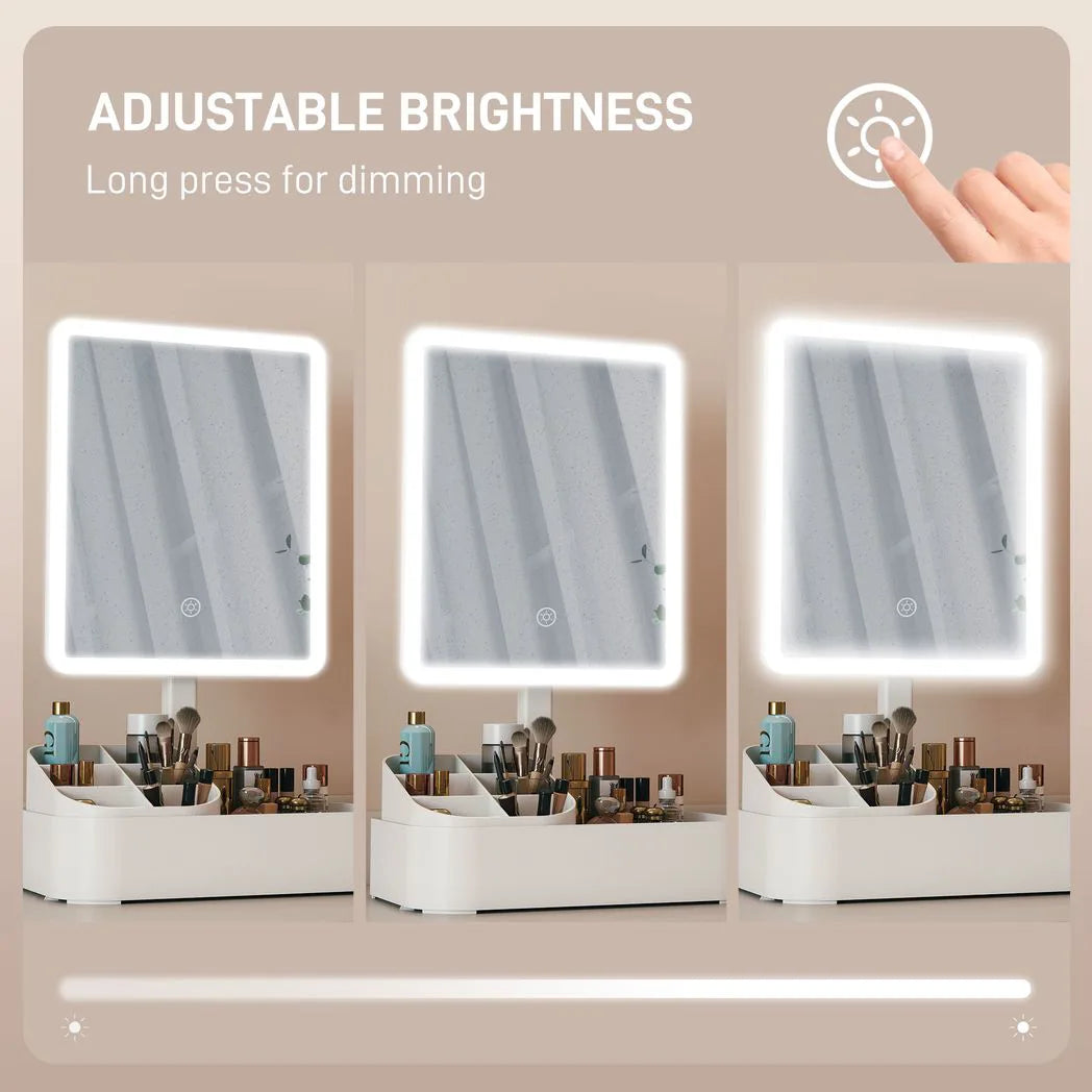 HOMCOM Makeup Mirror with Lights, Rechargeable Vanity Mirror with Touch Screen
