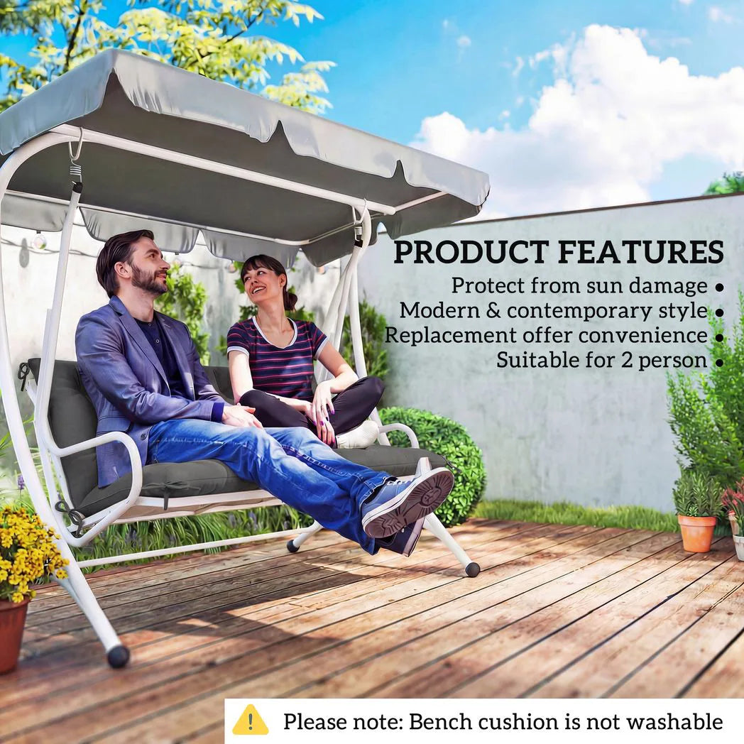 Outsunny 2 Seater Garden Bench and Swing Chair Cushion with Ties, 110 x 120cm, Black