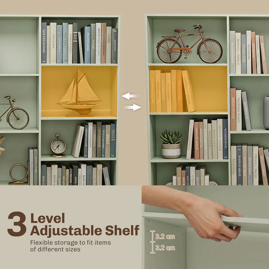 HOMCOM 17-Cube Bookcase with Adjustable Shelves and Anti-Tipping Hardware – Tall Open Storage Bookshelf