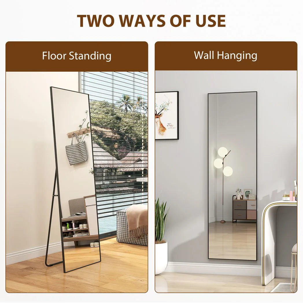 HOMCOM Full Length Mirror, Aluminium Alloy Framed Full Body Mirror with Tempered Glass