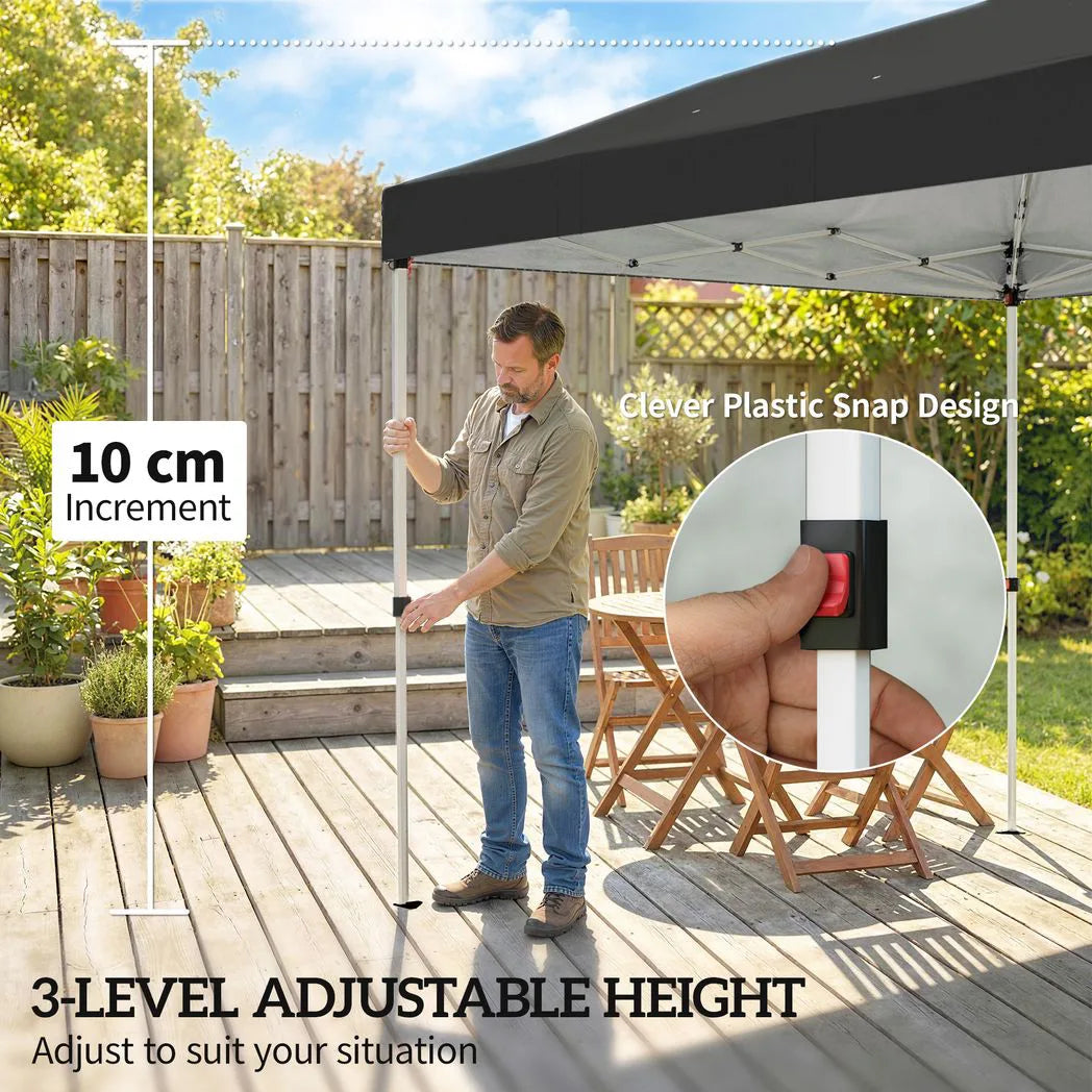 Outsunny 3 x 6m Pop Up Gazebo with 6 Sidewalls and Wheeled Bag, UPF 50, Black