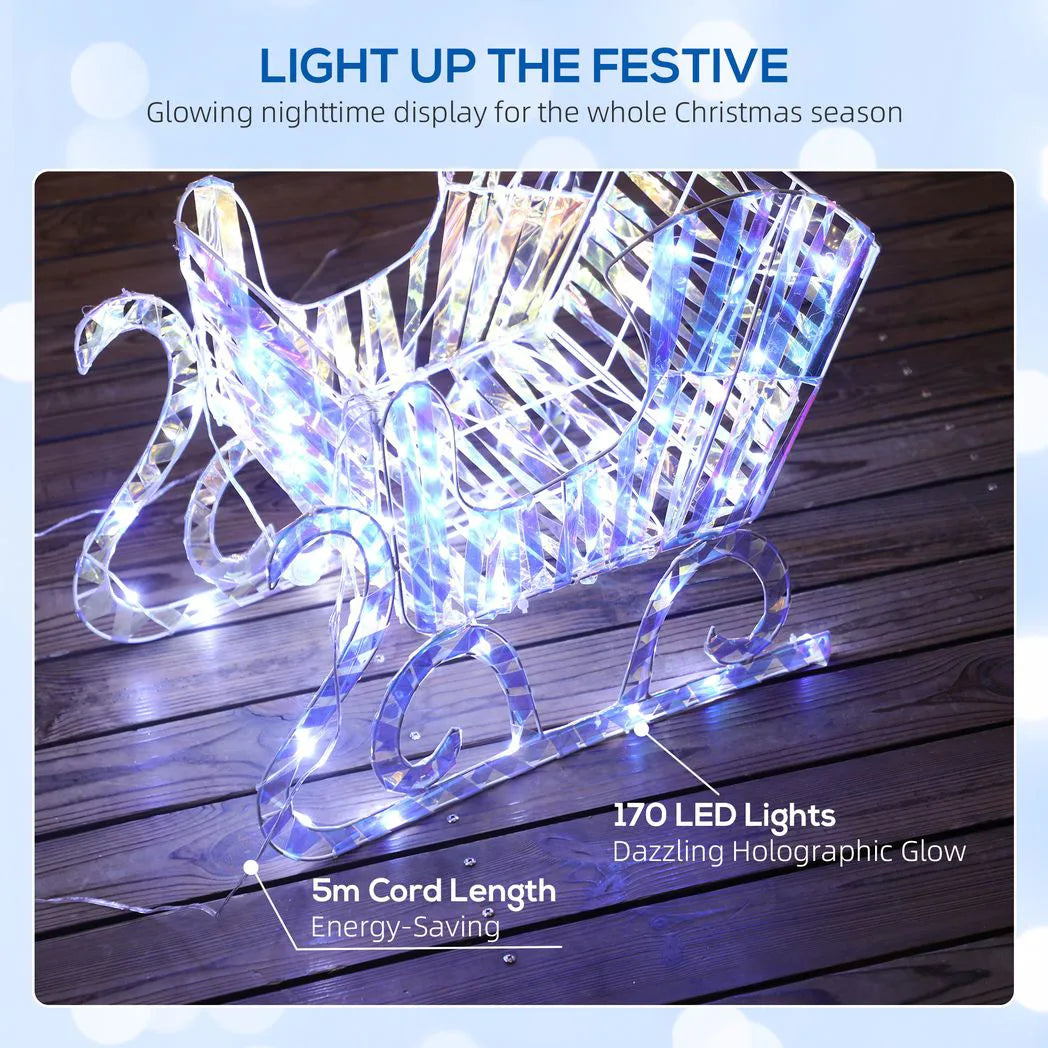 Outsunny Lighted Reindeer & Sleigh, 170 LEDs