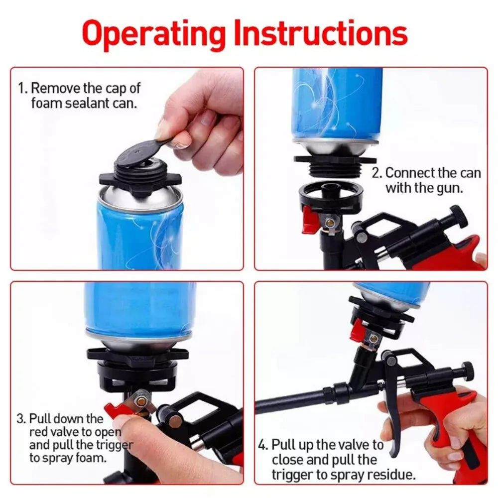 Professional PU Foam Gun with Shut-Off Valve – Brass Body, PTFE Coated, Expanding Foam Applicator