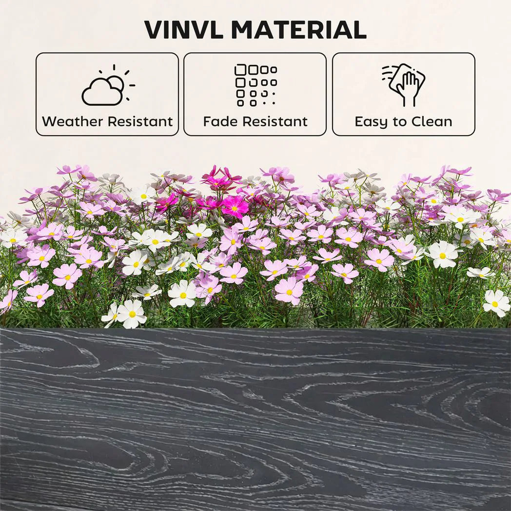 Outsunny Vinyl Raised Garden Bed Kit with Slotting Legs and Open Bottom – Modular 2 x 2 x 1ft Planter, Dark Grey